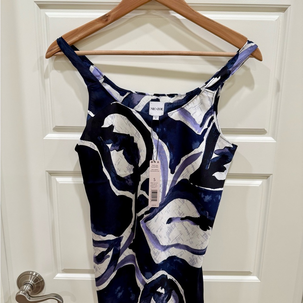 NIC+ZOE Watercolor Vines Scoop Neck Crepe Tank Top